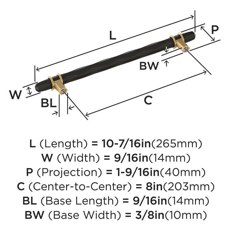 Matte Black Bronze and Champagne Bronze 8" Bar Pull with Mounting Hardware