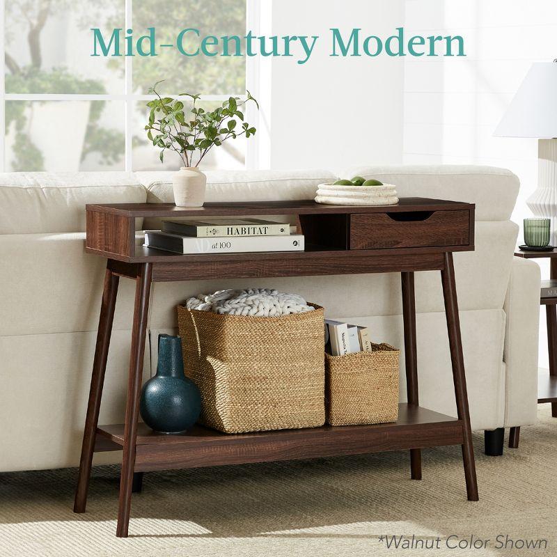 Best Choice Products Mid-Century Modern Hallway Console Table, Space-Saving Sofa Table w/ Cubby, Drawer