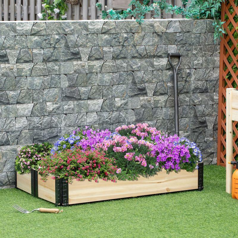 Natural Wood Foldable Raised Garden Bed for Patio and Yard