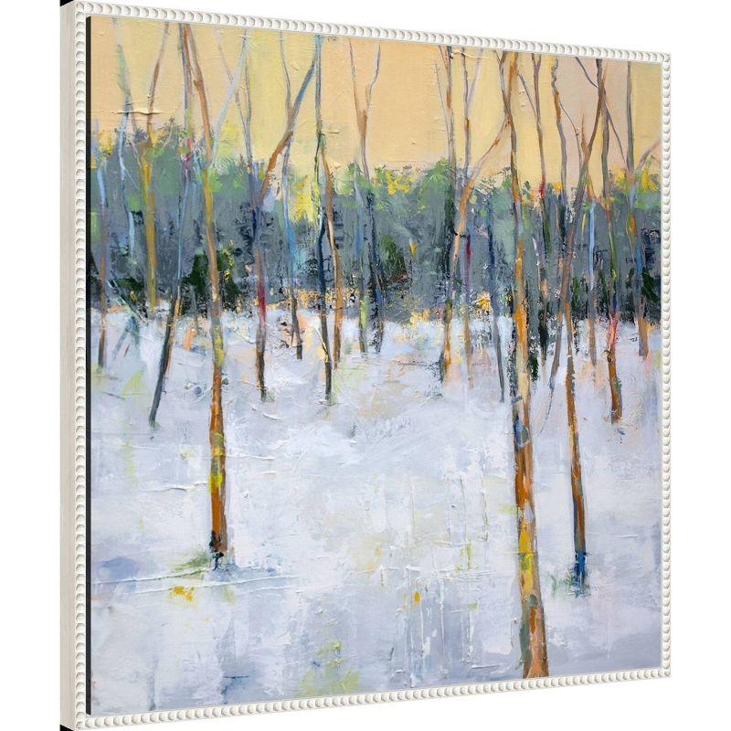 30"x30" Forest by Sally Hootnick Framed Canvas Wall Art Print White - Amanti Art: Serene Winter Landscape