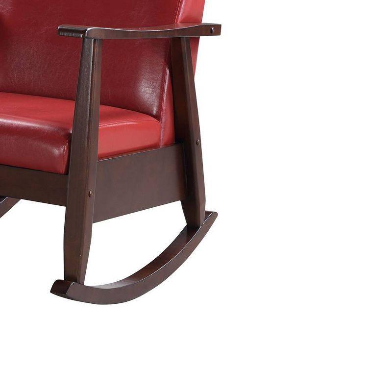 38" Raina Active Sitting Chair Red/Espresso Finish - Acme Furniture: Faux Leather, Rocker Rails, Comfort Cushion