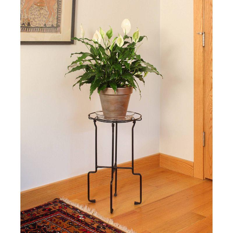 23.5" Plant Stand Catalina Black Wrought Iron with Powder Coated Finish - ACHLA Designs: Freestanding, No Assembly Required