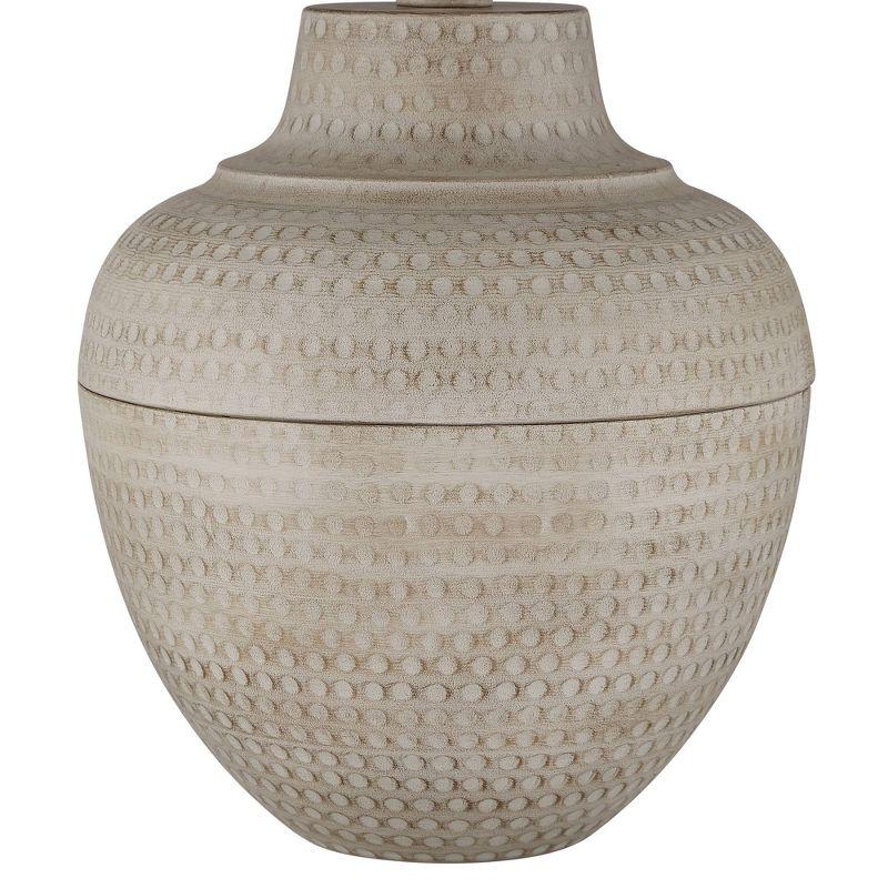 Barnes and Ivy Rustic Farmhouse Table Lamp 27 1/4" Tall Natural Beige Hammered Metal White Linen Fabric Drum Shade for Living Room