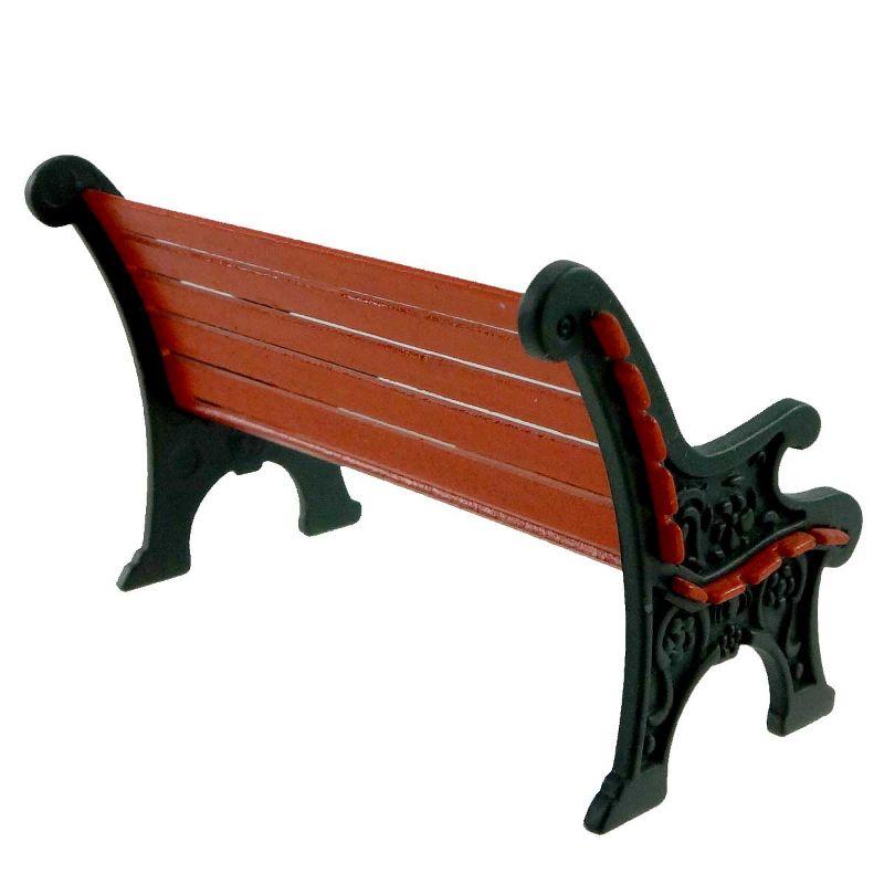 Village Décor Accessory Red Wrought Iron Park Bench 2.25in H