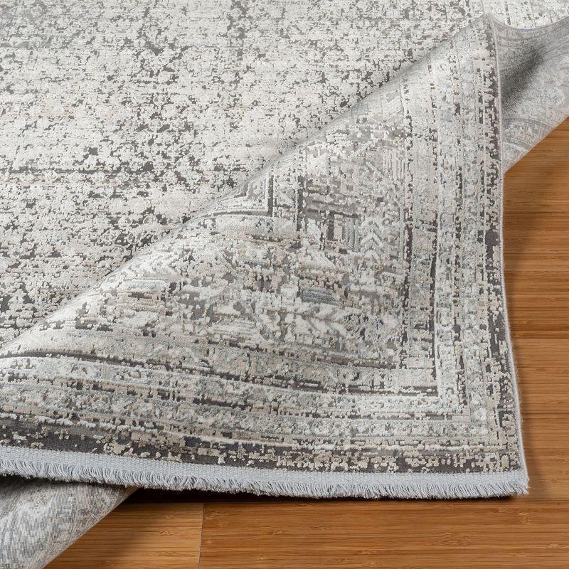 Gertmenian Florance Modica Transitional Oriental Border Floral Dark Gray High-Low Viscose/Acrylic Area Rug