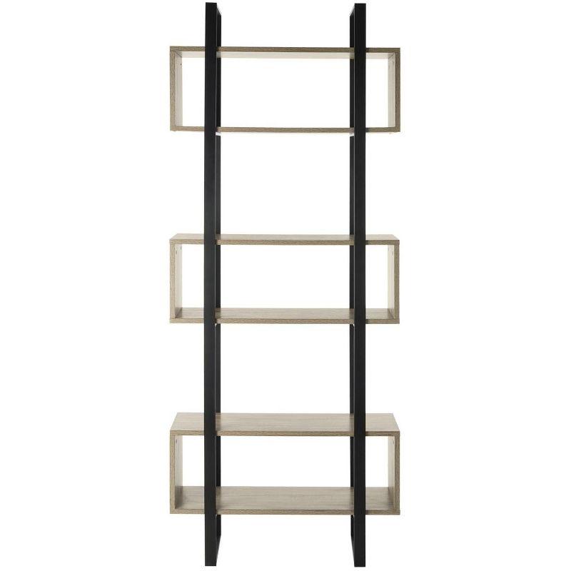 Adhara Transitional Oak and Black Iron Etagere, 32" W