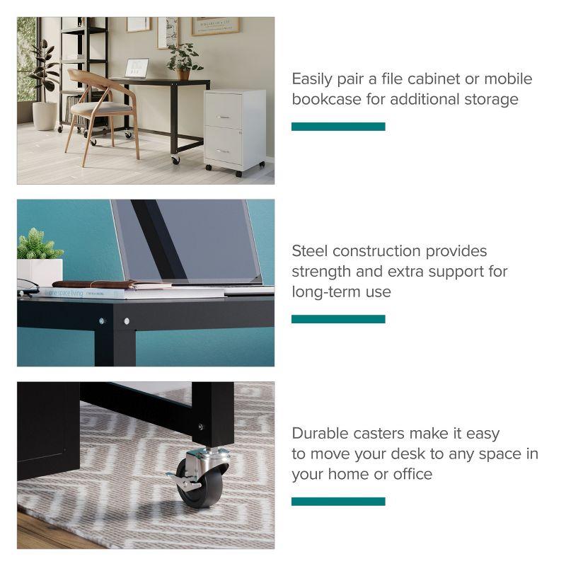 Space Solutions Mobile Desk Steel Black: Sturdy Metal Frame, No Storage, Adult Assembly Required