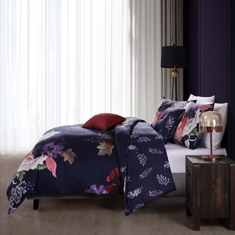 King Size Deep Purple Cotton Reversible Comforter Set