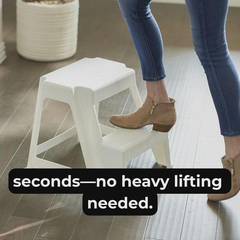 Gracious Living Plastic 2-Step Stool, Portable Step Stool for Home or Work, 16 Inches Tall, Gray