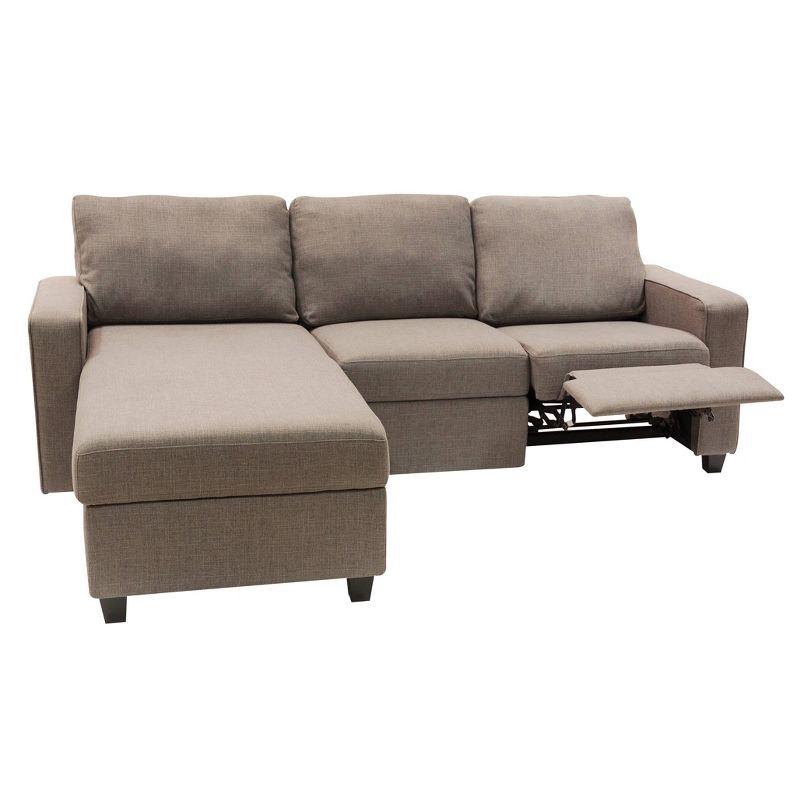 Oatmeal Polyester 3-Seater Sleeper Sectional with Inner-Spring and Storage