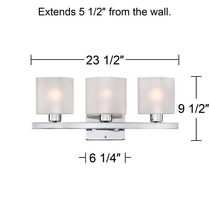 Possini Euro Design Modern Wall Light Chrome Hardwire 23 1/2" 3-Light Fixture White Linen Glass for Bedroom Bathroom Vanity Reading Living Room House