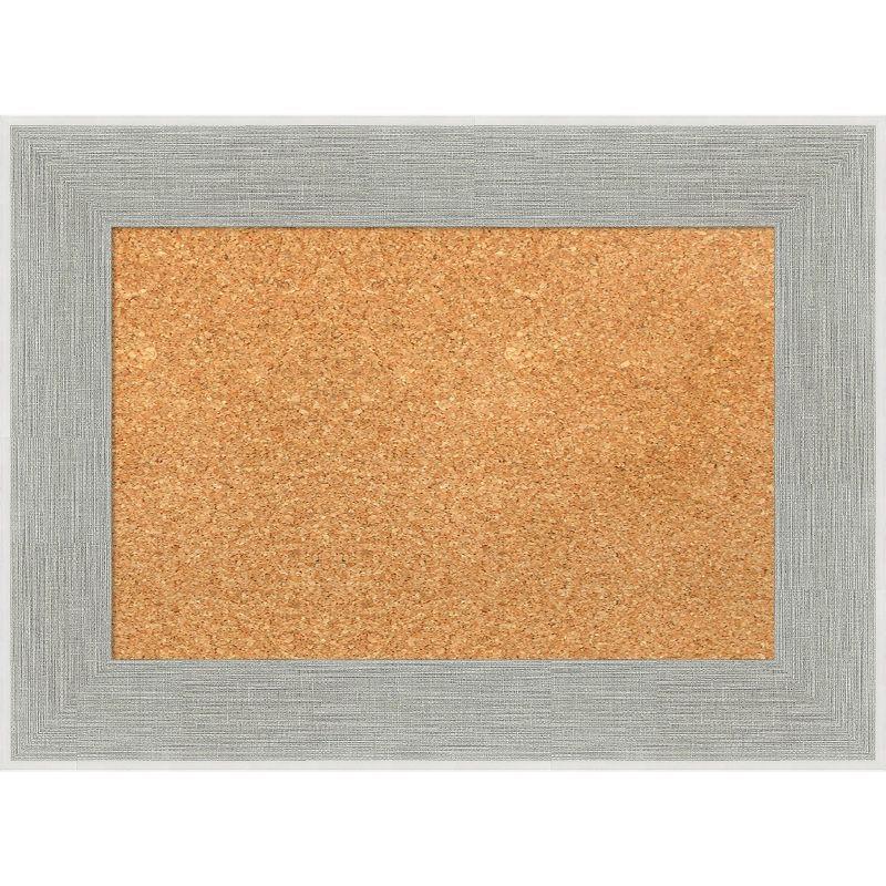 Glam Linen Grey Framed Natural Corkboard 23" x 17"