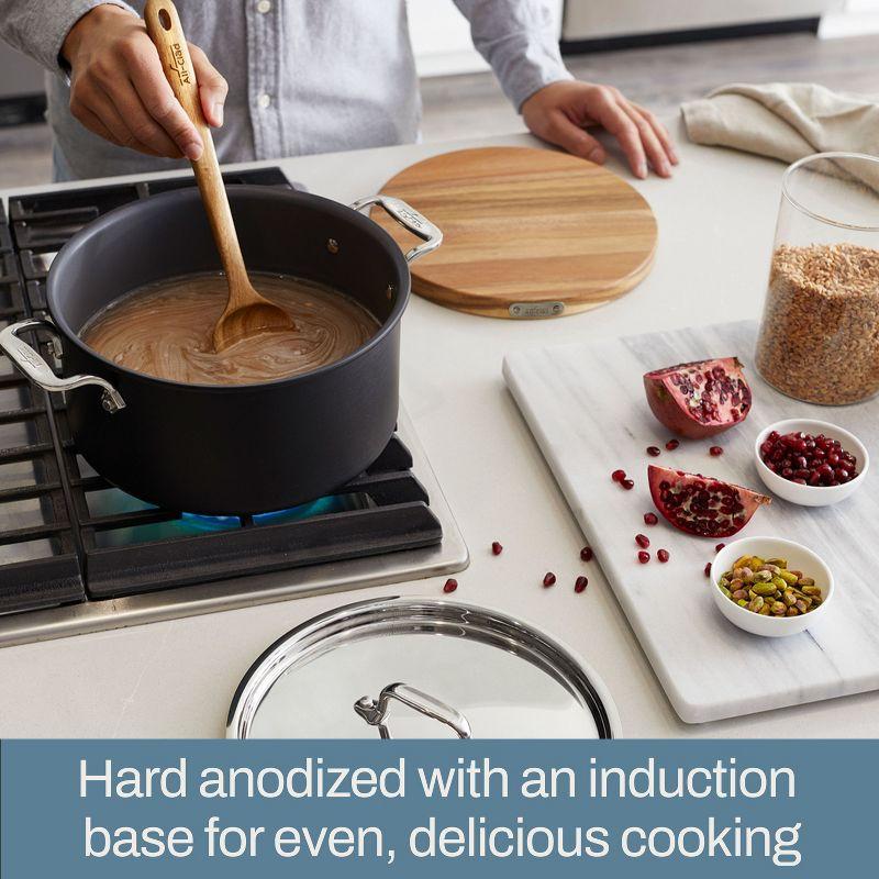 All-Clad HA1 Hard Anodized Nonstick Cookware, Dutch Oven with Acacia Wood Trivet & Spoon and Glass Lid, 6 quart