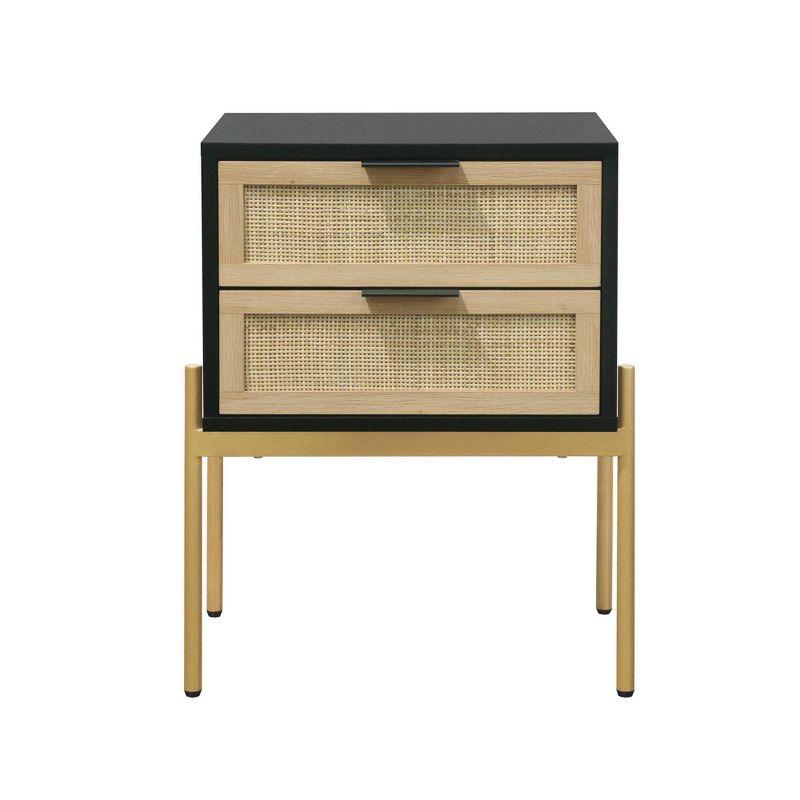 Nathan James Set of 2 Andrew Rattan Nightstand Black/Light Oak