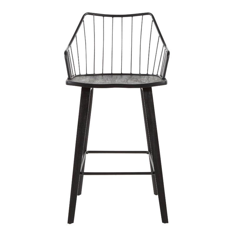 Winston Black Wood and Metal Swivel Counter Stool