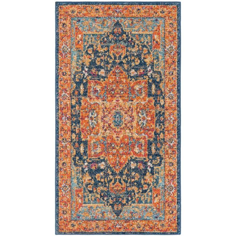 Evoke EVK275 Power Loomed Indoor Accent Rug - Blue/Orange - 2'2"x4' - Safavieh