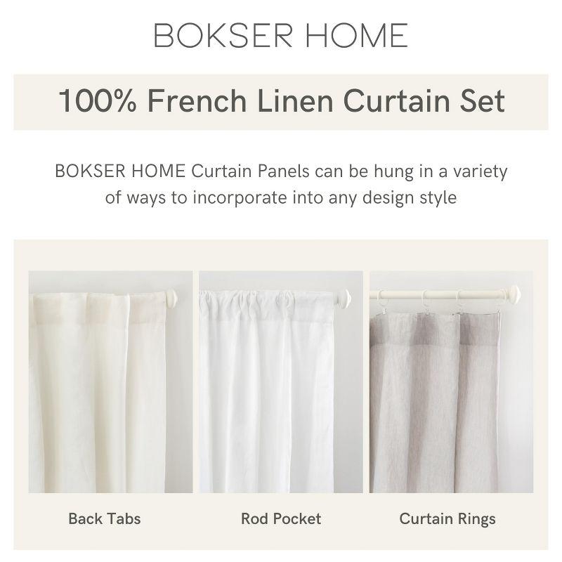 BOKSER HOME 100% French Linen Curtain Set