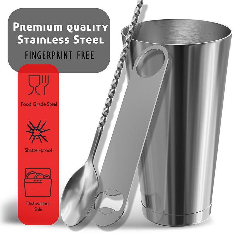 Joytable 16 Piece Stainless Steel Cocktail Shaker Bar Tool Set With Stand