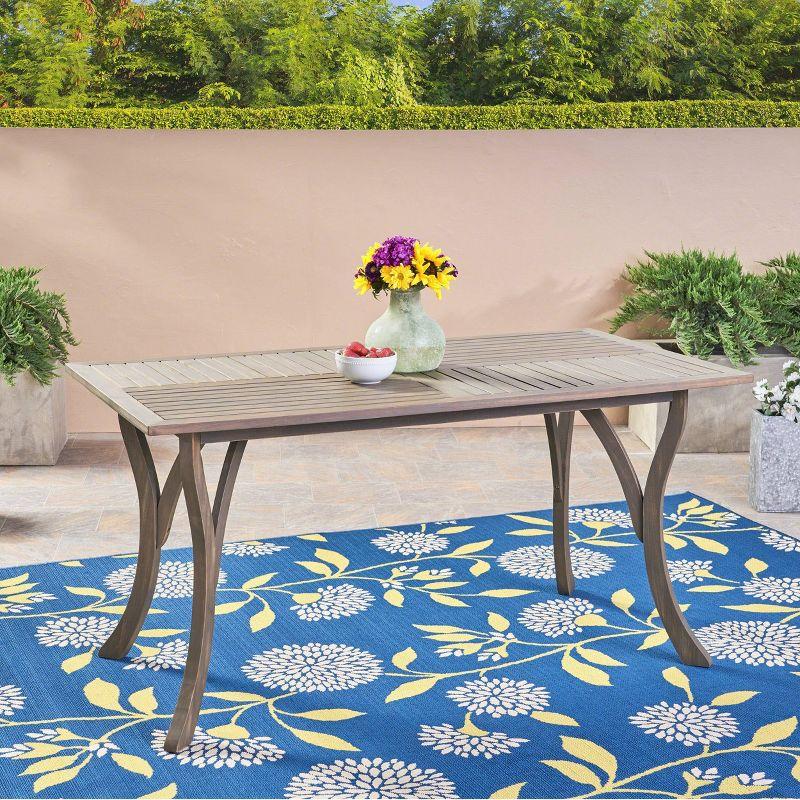 Hermosa Rectangular Gray Acacia Wood Outdoor Dining Table