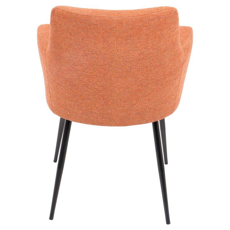 Set of 2 Andrew Contemporary Dining Accent Chairs Orange - Lumisource: Upholstered, Metal Legs, Padded Armrests