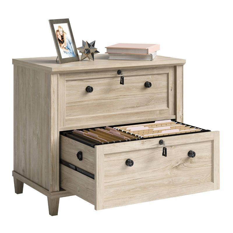 Sauder 2 Drawer Hammond Lateral File Cabinet Chalk Oak: Modern Style, Rubberwood Frame, Spot Clean