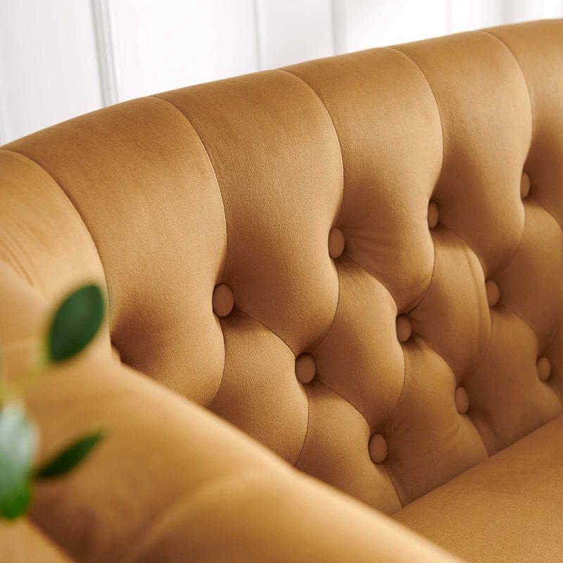 Cognac Faux Leather Tufted Chesterfield Loveseat