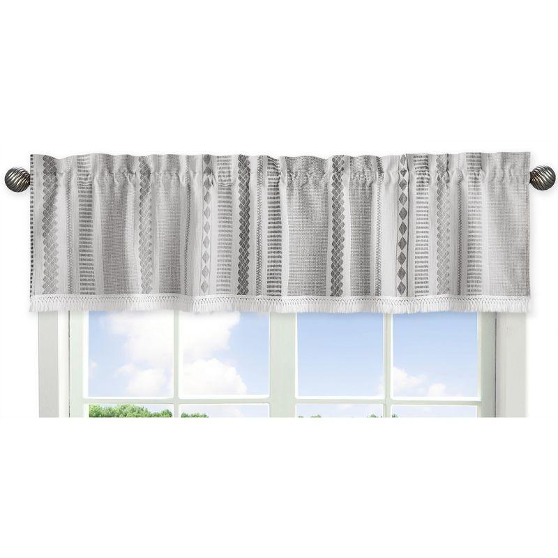 Grey and Ivory Boho Geometric Jacquard Window Valance