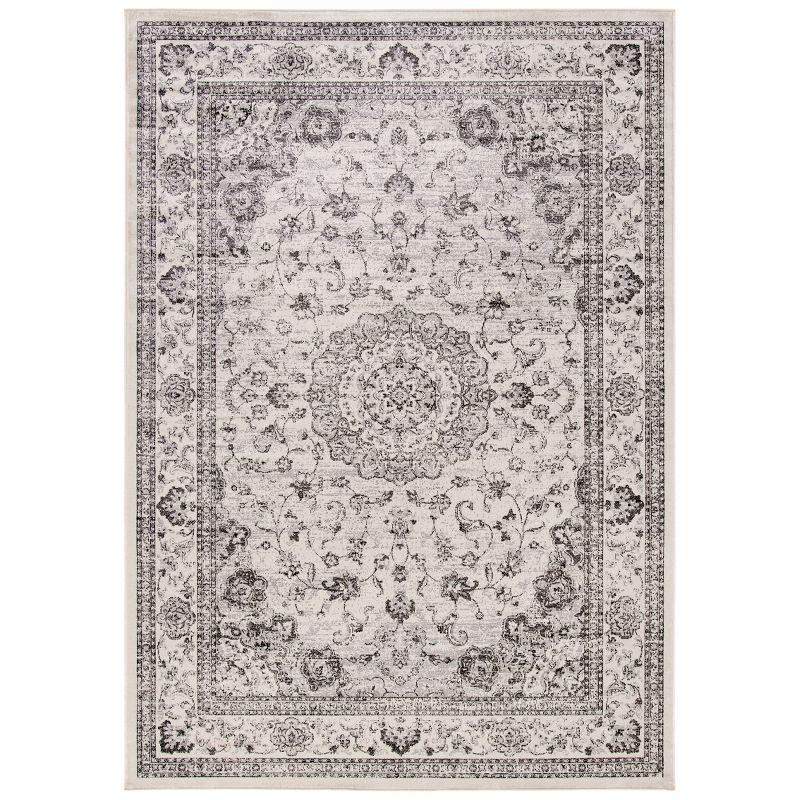 Ivory and Beige Rectangular Viscose Area Rug 7'10" x 10'