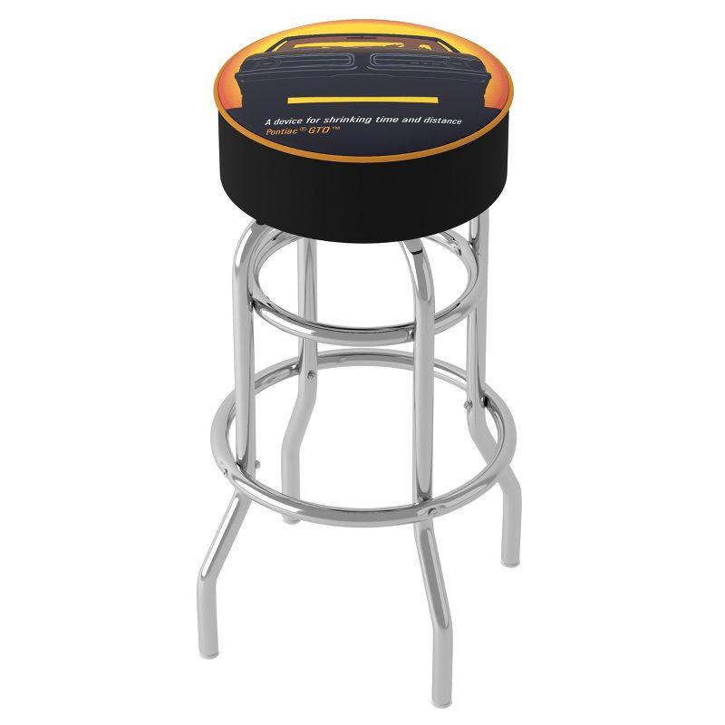 Black Leather Swivel Backless Metal Bar Stool