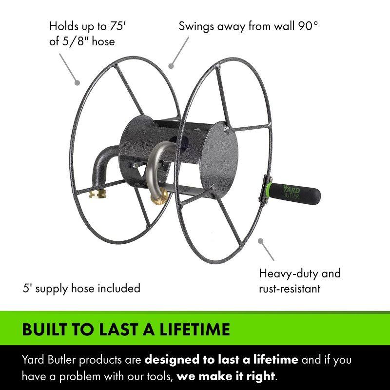 Yard Butler Yard Butler Mighty Reel Steel Wall Mounted Swivel Hose Reel - 75'