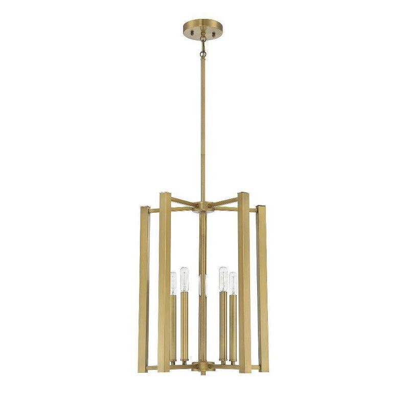 Greyleigh™ Brenton 5 - Light Lantern Square / Rectangle Pendant in Warm Brass