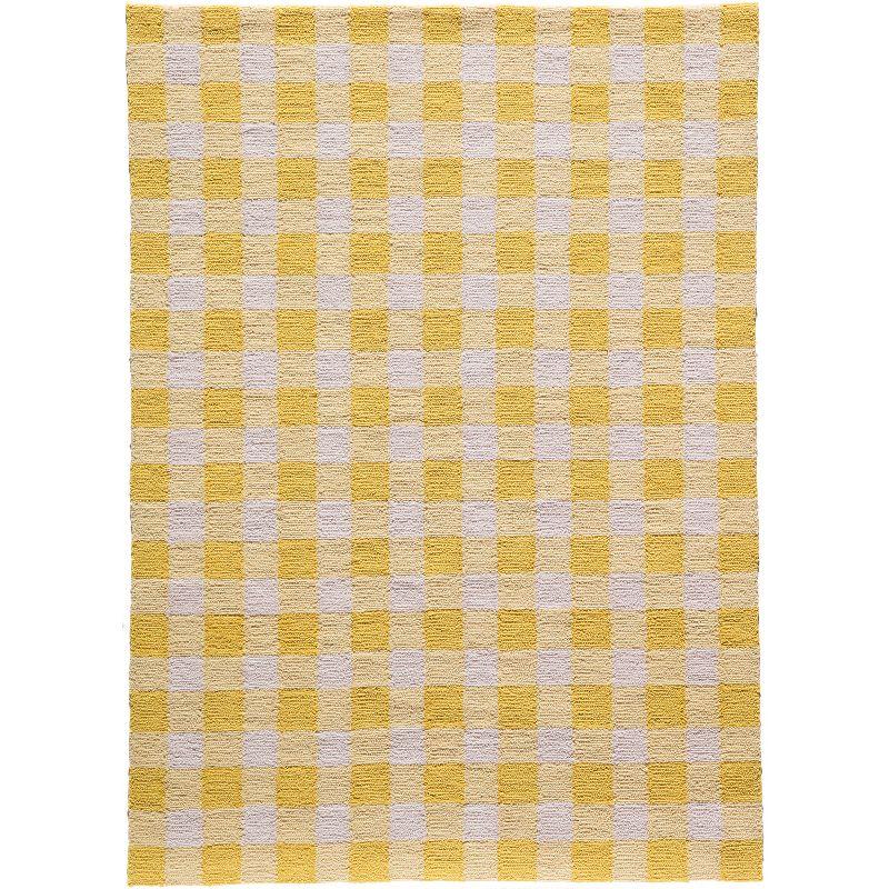 Gingham Rug - Yellow - (2'x3') - Momeni: Handmade Tufted Accent, Low Pile, Indoor Use, Classic Gingham Check Pattern