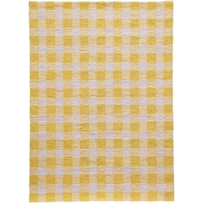 Playful Geometric Yellow Synthetic 5' x 7' Tufted Area Rug