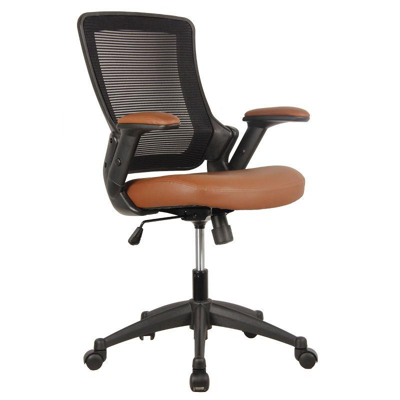 Brown Mesh and Leather Adjustable Task Chair