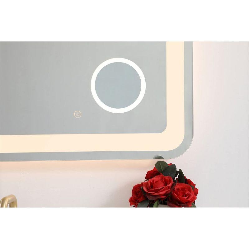 Elegant Lighting Lux 27in x 40in Hardwired LED mirror with magnifier and color changing temperature 3000K/4200K/6000K