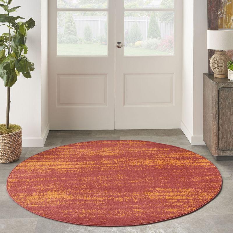 Nourison Essentials 4' x round Red Modern Indoor/Outdoor Rug