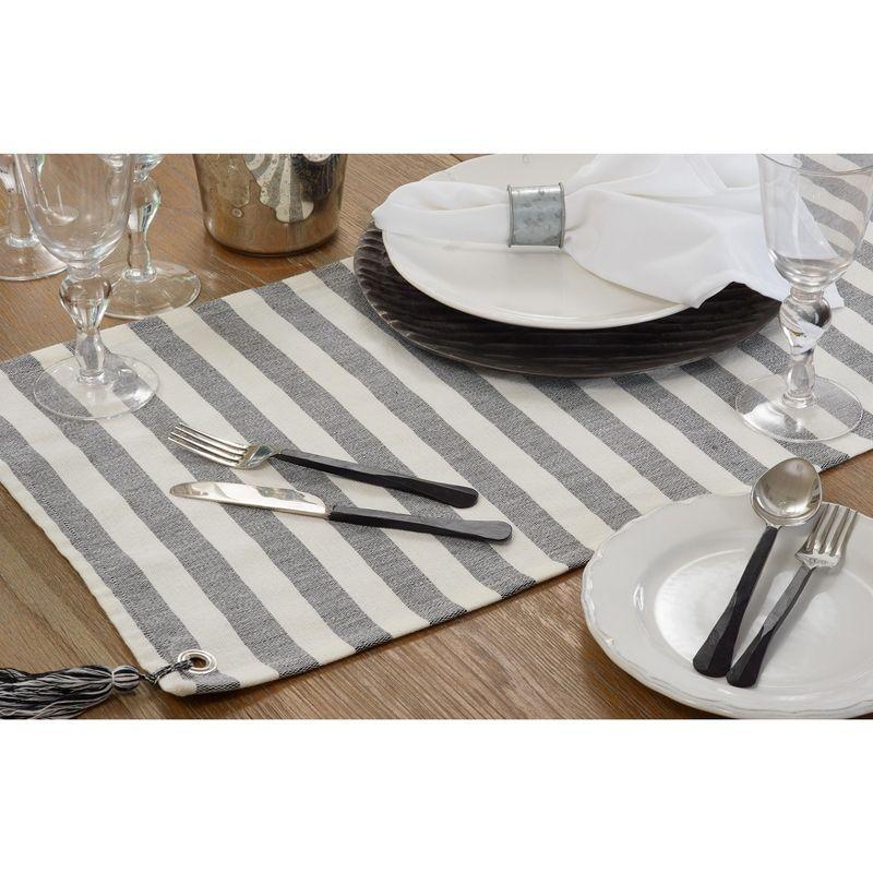 Saro Lifestyle Striped Tassel Runner, Black/White, 16" x 72"