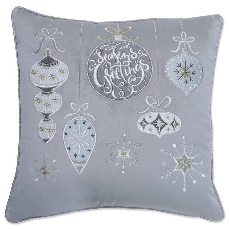 16.5"x16.5" Indoor Christmas 'Velvet Ornaments' Multi Square Throw Pillow Cover - Pillow Perfect