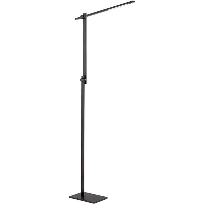 Possini Euro Design Barrett Modern Floor Lamp 53" Tall Anodized Black Metal LED Adjustable Touch On Off for Living Room Reading Bedroom Office House