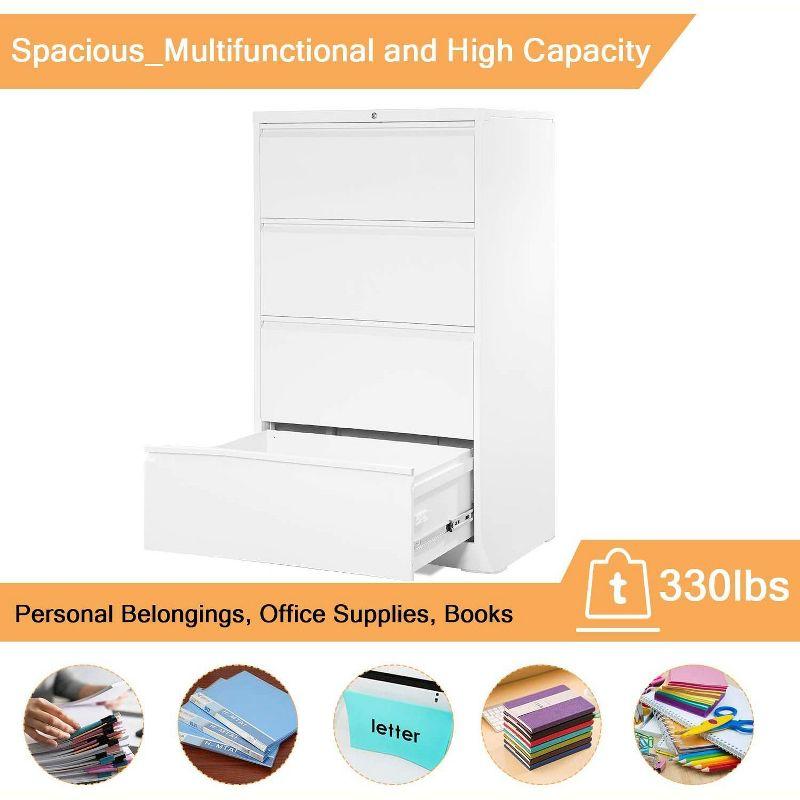 AOBABO 4 Drawer Vertical Metal File Cabinet with Lock for Home and Office