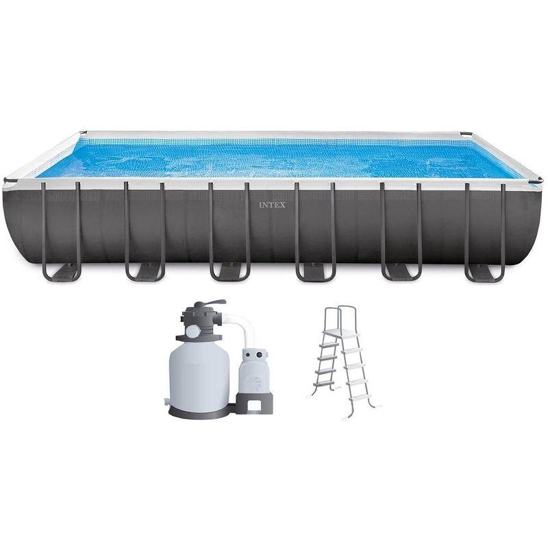 Intex 24FT x 12FT Gray Rectangular Above Ground Pool Set with Filter Pump