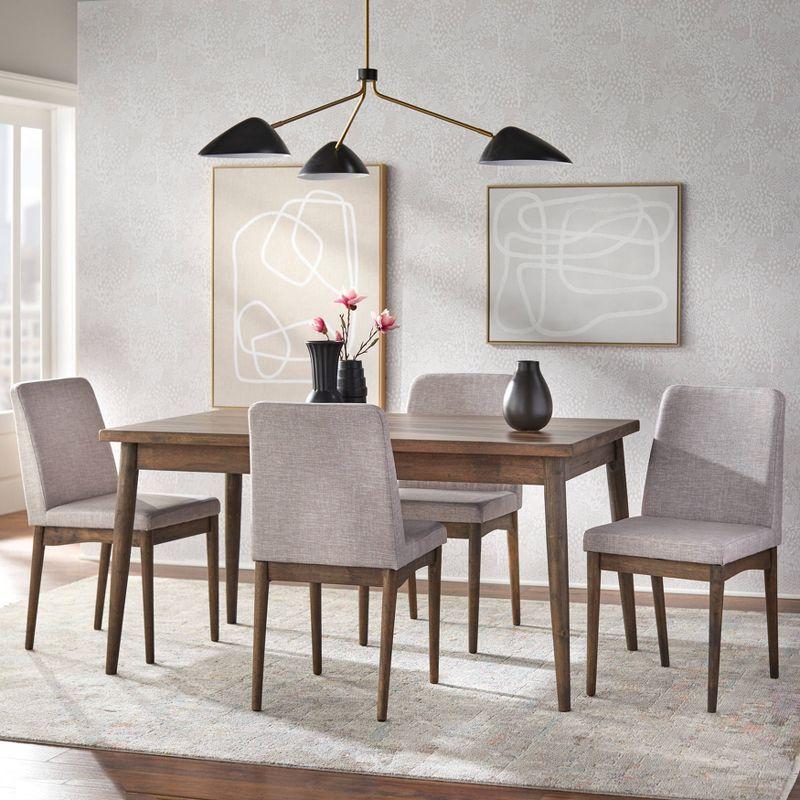 Walnut and Gray Mid-Century Modern Dining Set with 4 Chairs