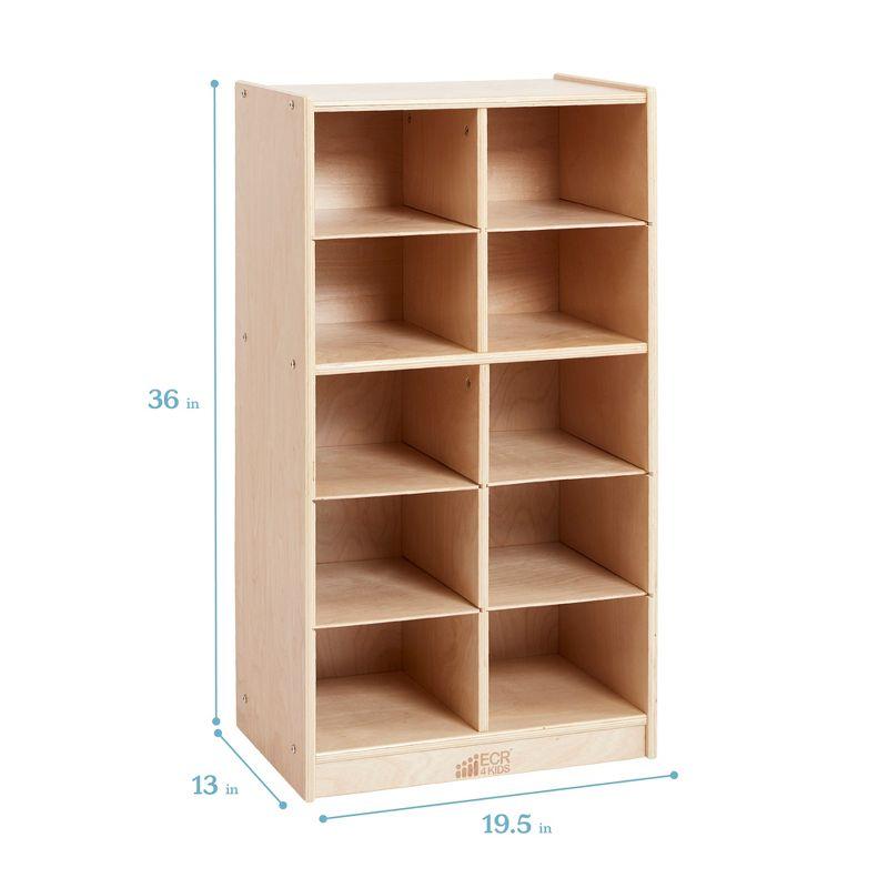 ECR4Kids 10 Cubby School Storage Cabinet - Rolling Cabinet with Tray Slots