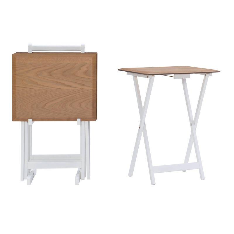 Marlowe Natural and White Folding Tray Table Set