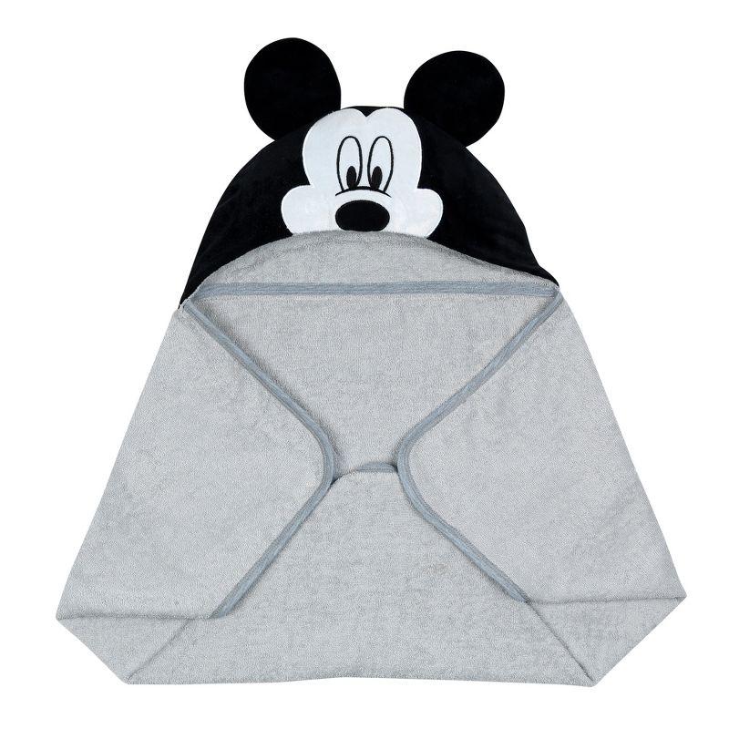 Lambs & Ivy Disney Baby Mickey Mouse Gray Cotton Hooded Baby Bath Towel