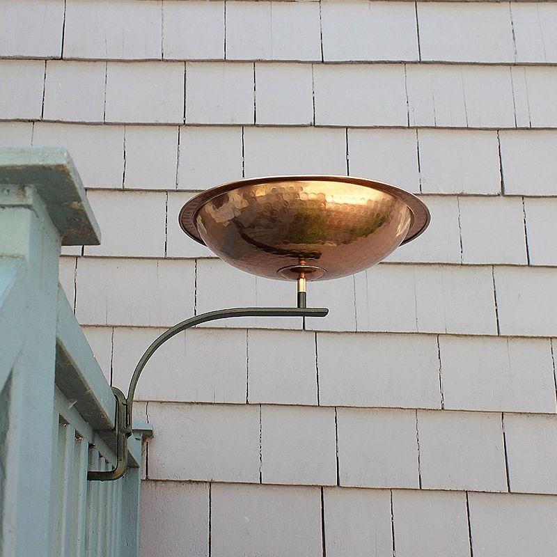 13.5" Hammered Copper Birdbath with Rail Mount Bracket - Achla Designs: Weather-Resistant, No Drill Setup