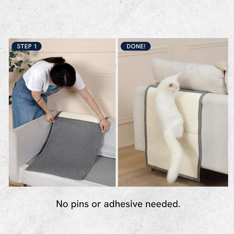Panther Armor Sisal Cat Couch Protector Guard, Prevents Cat Scratching Furniture, Durable Furniture Protectors, Gray, Back Rest