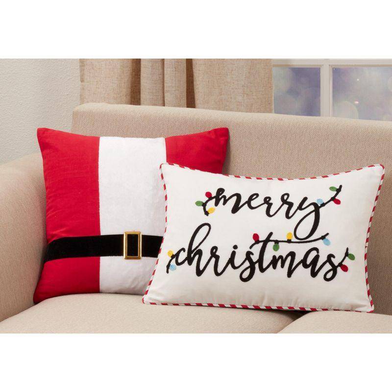 Saro Lifestyle Poly-Filled Throw Pillow With Merry Christmas Design