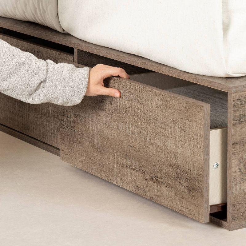 Weathered Oak Queen 6-Drawer Platform Bed with Storage