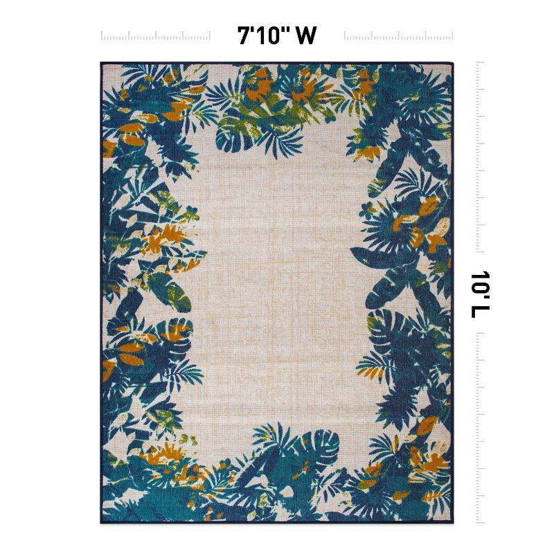 Multi Floral Border Synthetic Indoor/Outdoor Area Rug